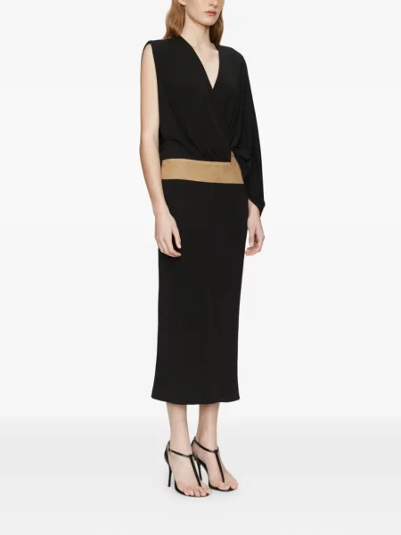 Rochie Christopher Esber din piele de căprioară de costum negru