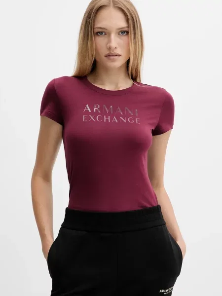 Тениска Armani Exchange дамска бордо