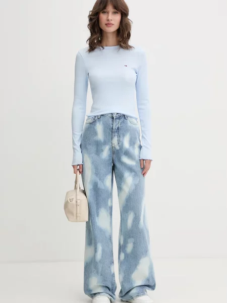 Tommy Jeans rifle wide leg dámske modrá