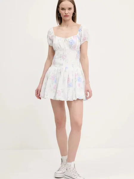 Hollister Co. sukienka mini rozkloszowana biały