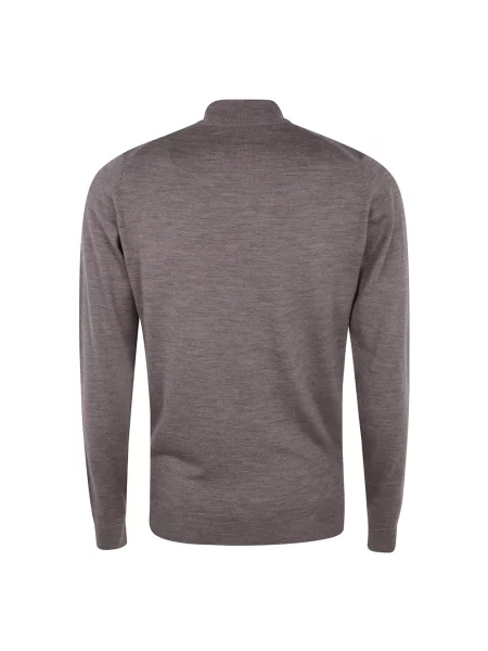 Lniany sweter z golfem John Smedley brązowy