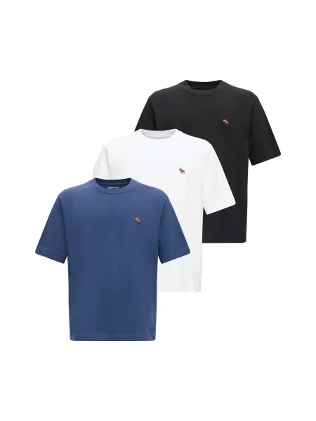 Abercrombie & Fitch Majica plava / crna bijela