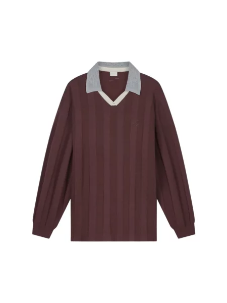Dzianinowy sweter Filling Pieces piłkarski brązowy