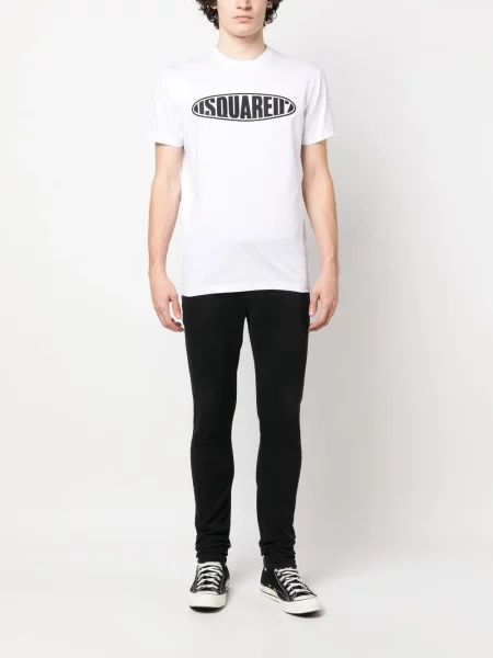 Raštuotas trumpas marškinėliai Dsquared2 balta