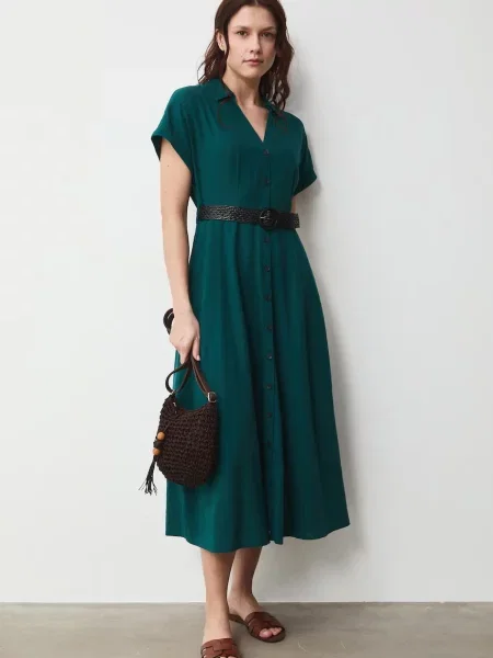 Medicine sukienka rozkloszowana z lnem