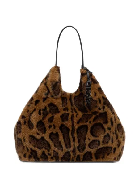 Geantă shopper Dkny cu blană maro