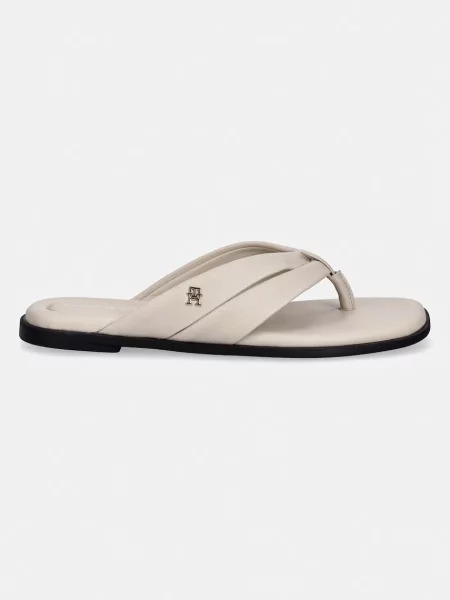 Șlapi Tommy Hilfiger din piele bej