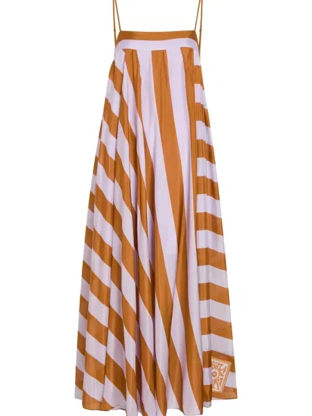 Rochie midi Zimmermann cu dungi cu bretele maro