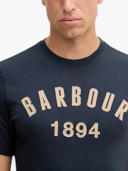 Tricou Barbour cu broderie albastru