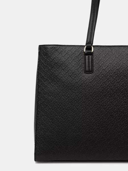 Shopperka Tommy Hilfiger ze skóry ekologicznej czarna