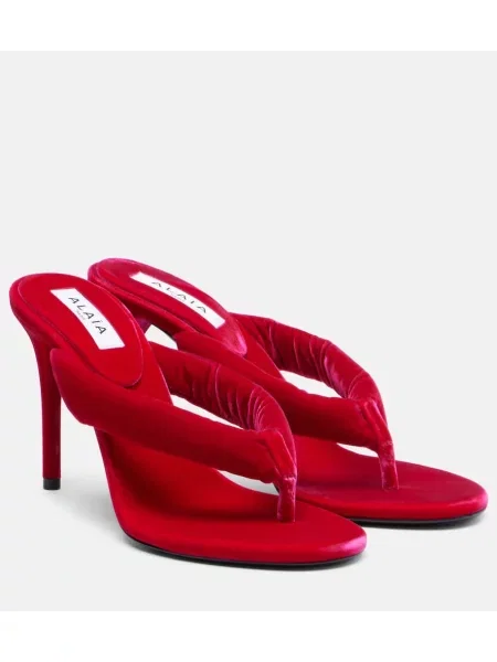 Chiloți tanga Alaïa de catifea roz