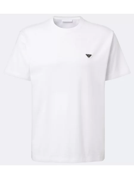 Tricou Prada din jerseu cu autograf alb