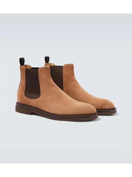 Botine chelsea Brunello Cucinelli din piele de căprioară maro