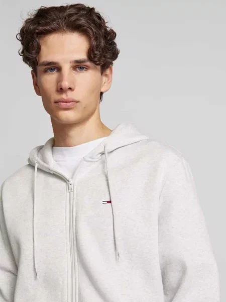 Bluza z kapturem Tommy Jeans z kapturem z długim rękawem szara