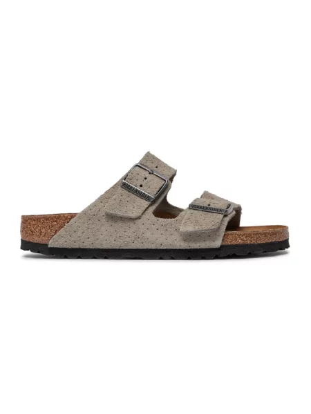 Klapki Birkenstock zamszowe szare