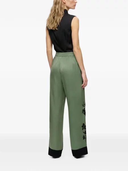 Pantaloni palazzo Karl Lagerfeld din satin verde