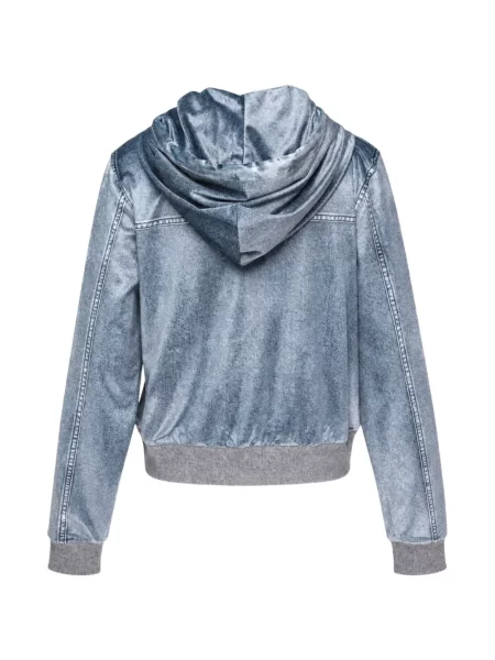 Hanorac cu glugă Rag & Bone de catifea albastru