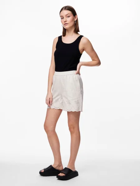 PIECES Pantaloni ALMINA fildeş
