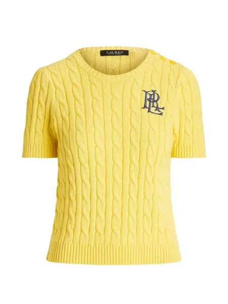 Препасан поло тениска Polo Ralph Lauren с едно рамо с V-образно деколте жълто