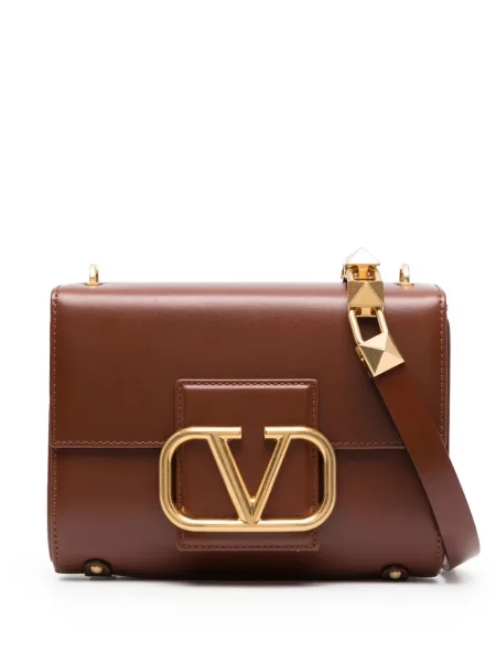 Geantă Valentino Garavani din piele maro
