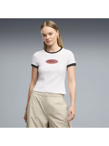 Koszulka FUTURE.PUMA.ARCHIVE Slim Graphic Ringer OdzieÅ¼ BiaÅ‚y S biała