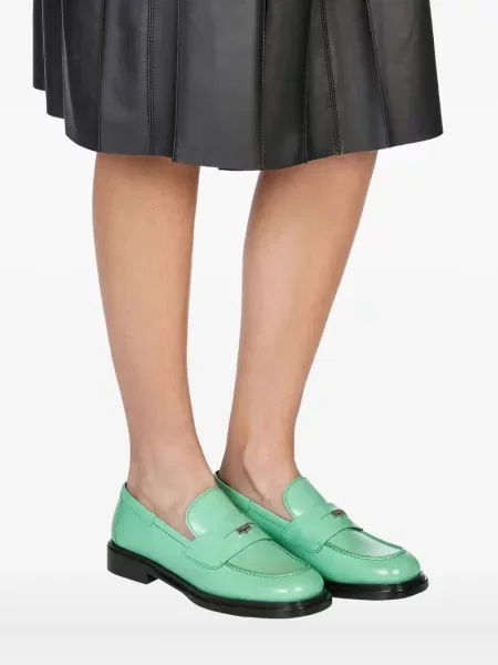 Pantofi loafer Ferragamo din piele cu bretele verde
