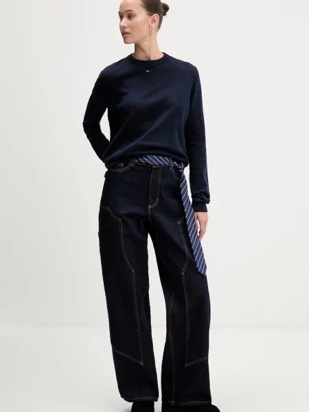 Tommy Jeans Pulover Essential Mornarsko modra