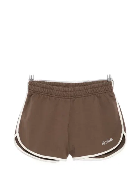Pantaloni scurți Mc2 Saint Barth cu broderie maro