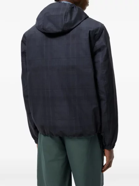 Geacă Burberry în carouri cu glugă albastru