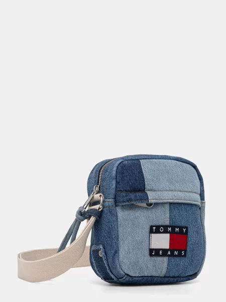Geantă crossover Tommy Jeans Tjm Denim Patchwork Reporter albastru