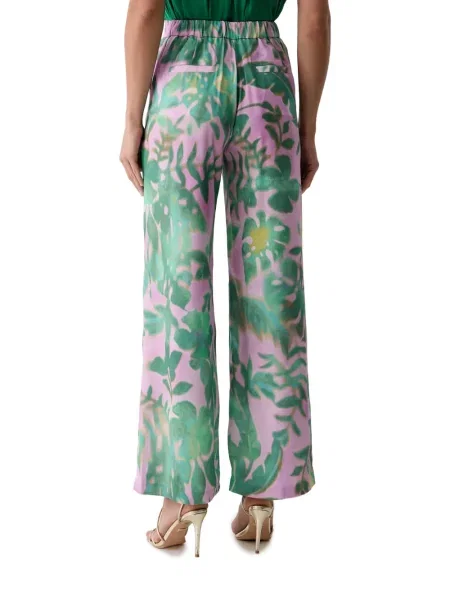 Pantaloni Morgan cu model floral cu imagine verde