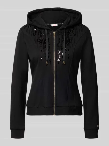 Bluza rozpinana z mieszanki i elastanu z cekinami Liu Jo Sport czarna