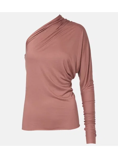 Top Rick Owens din jerseu cu un umăr gol roz