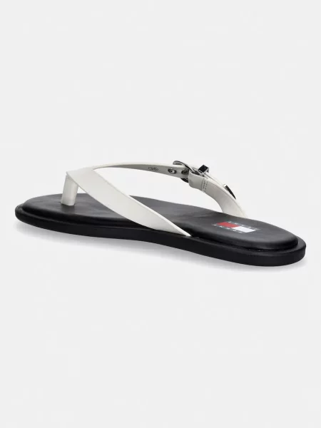 Tommy Jeans japonki skórzane TJW FLAT LEATHER SANDALS beżowe