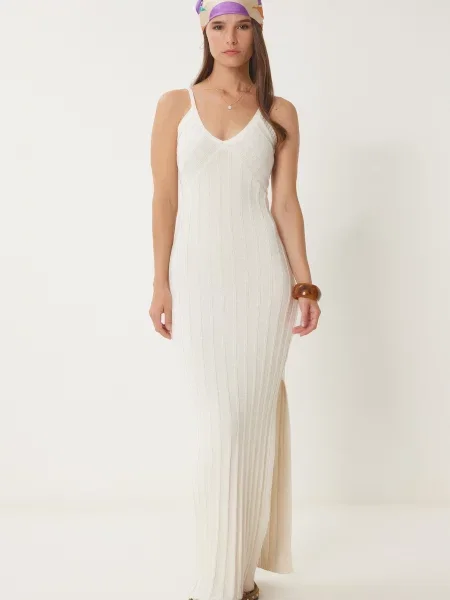 Happiness İstanbul Rochie tricotat crem
