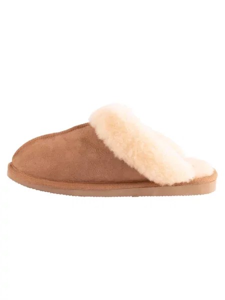 SHEPHERD Papuci de casă Jessica crem / coniac maro