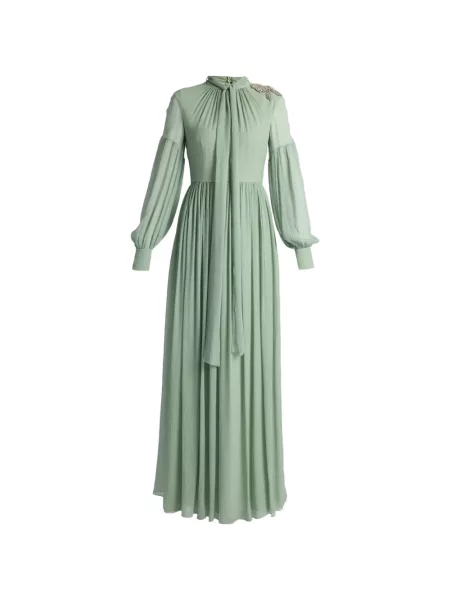 Rochie maxi Erdem de mătase verde