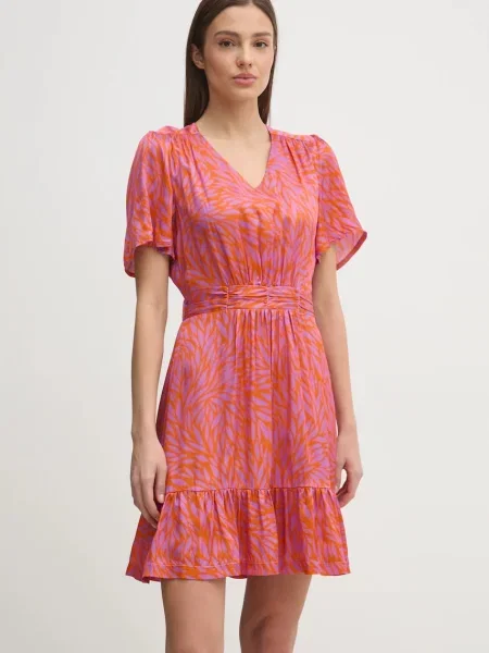 La Petite Française sukienka RYHANA mini rozkloszowana RYHANA pomarańczowy