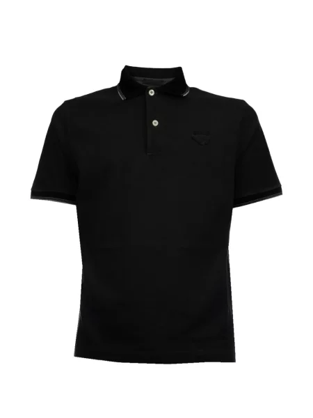 Scurt tricou polo Prada cu autograf negru