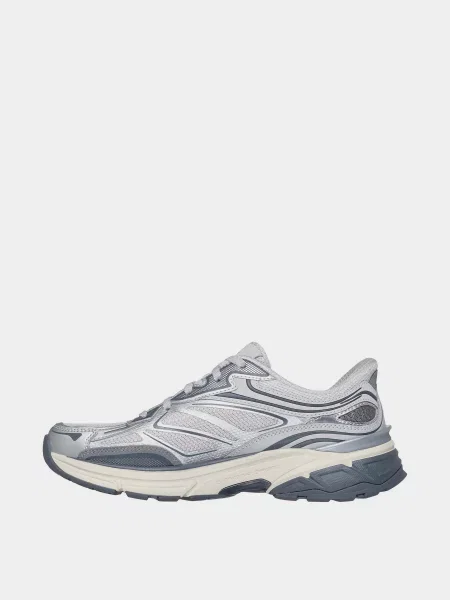 Кожаные кроссовки Skechers серебряные