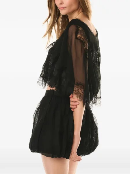 Дантелен топ Loveshackfancy с дантела черно