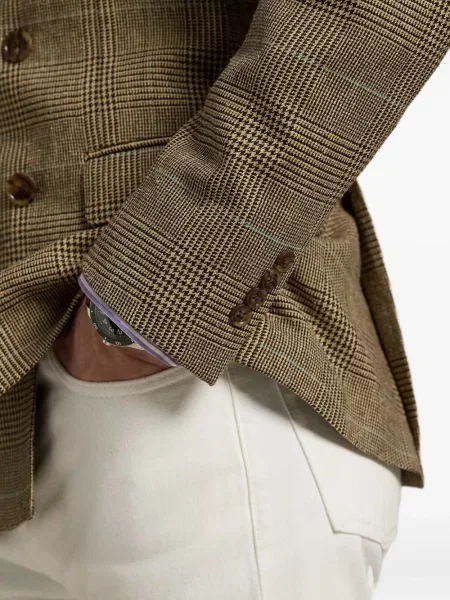 Mănuși Polo Ralph Lauren cu broderie tricotate în carouri albastru