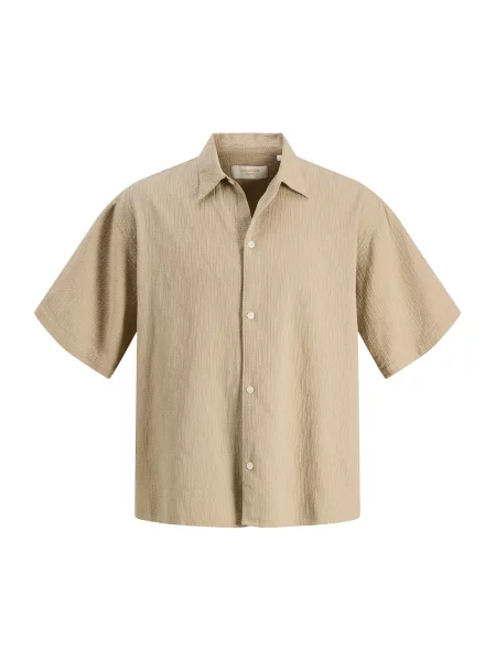JACK & JONES Košeľa JORMONTAUK tmavošedá béžová