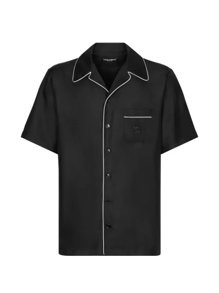 Cămașă Dolce & Gabbana cu broderie de mătase negru