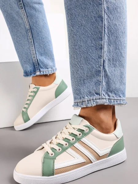 Sneakerși Bej-Verzi cu Inserții Lerlet bej