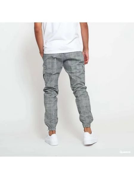 Spodnie Urban Classics AOP Glencheck Cargo Jog Pants Grey S białe