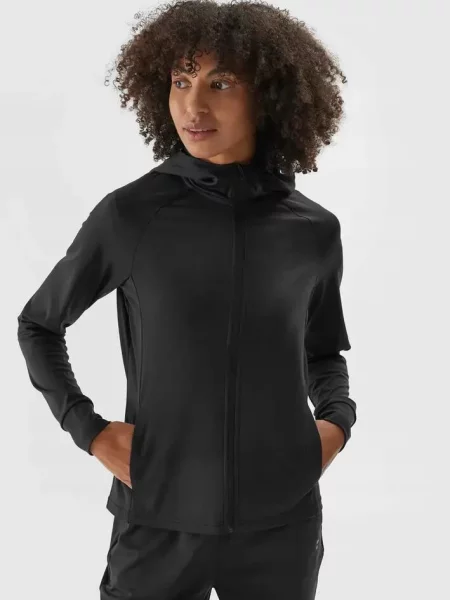 Bluza treningowa sportowa rozpinana szybkoschnąca czarna