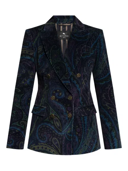 Marynarka Etro sztruksowa dwurzędowa niebieska