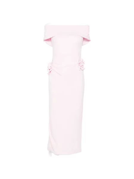 Sukienka midi Roland Mouret z falbankami do kolan garniturowa różowa