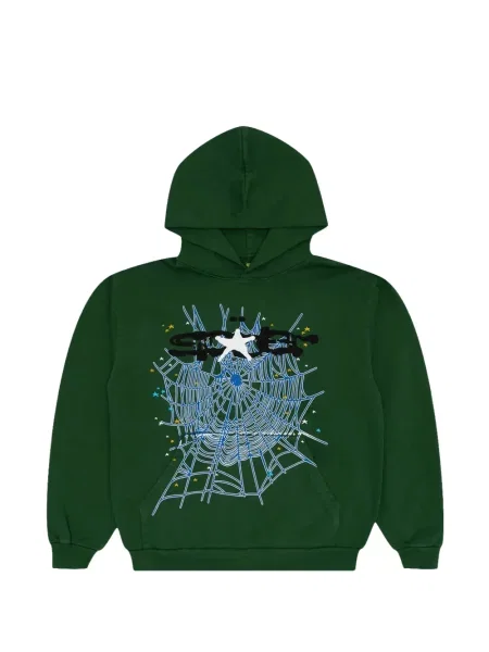 Hoodie Sp5der με κουκούλα πράσινο